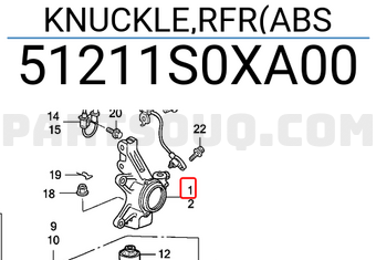Honda 51211S0XA00 KNUCKLE,RFR(ABS