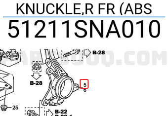 Honda 51211SNA010 KNUCKLE,R FR (ABS