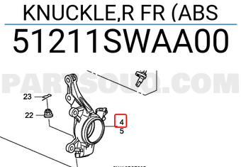 Honda 51211SWAA00 KNUCKLE,R FR (ABS