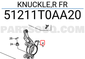 Honda 51211T0AA20 KNUCKLE,R FR