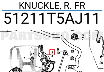 Honda 51211T5AJ11 KNUCKLE, R. FR