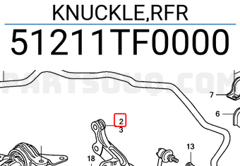 Honda 51211TF0000 KNUCKLE,RFR