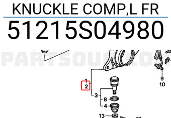 Honda 51215S04980 KNUCKLE COMP,L FR