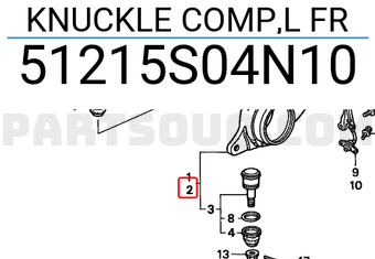 Honda 51215S04N10 KNUCKLE COMP,L FR