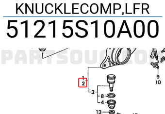 Honda 51215S10A00 KNUCKLECOMP,LFR
