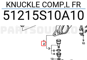 Honda 51215S10A10 KNUCKLE COMP,L FR