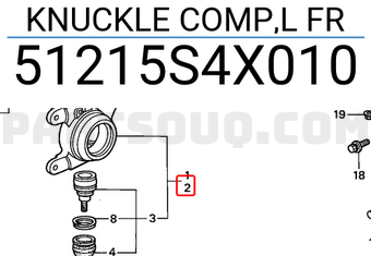 Honda 51215S4X010 KNUCKLE COMP,L FR