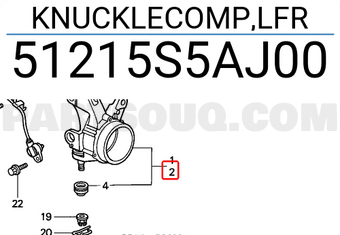 Honda 51215S5AJ00 KNUCKLECOMP,LFR