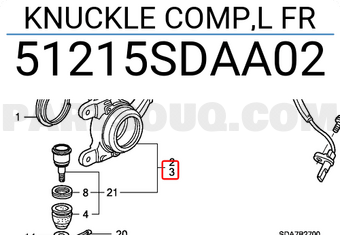 Honda 51215SDAA02 KNUCKLE COMP,L FR