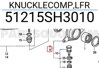 Honda 51215SH3010 KNUCKLECOMP,LFR