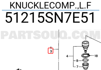 Honda 51215SN7E51 KNUCKLECOMP.,L.F