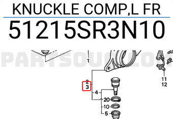 Honda 51215SR3N10 KNUCKLE COMP,L FR