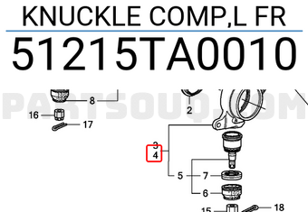Honda 51215TA0010 KNUCKLE COMP,L FR