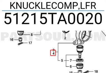 Honda 51215TA0020 KNUCKLECOMP,LFR