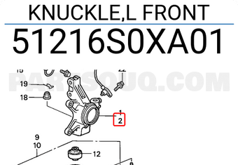 Honda 51216S0XA01 KNUCKLE,L FRONT