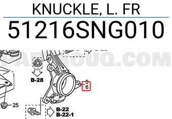 Honda 51216SNG010 KNUCKLE, L. FR