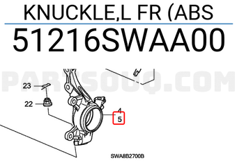 Honda 51216SWAA00 KNUCKLE,L FR (ABS