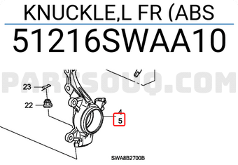 Honda 51216SWAA10 KNUCKLE,L FR (ABS