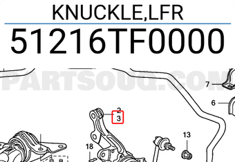 Honda 51216TF0000 KNUCKLE,LFR