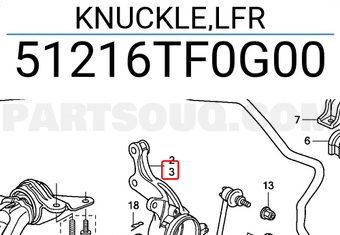 Honda 51216TF0G00 KNUCKLE,LFR