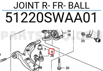 Honda 51220SWAA01 JOINT R- FR- BALL