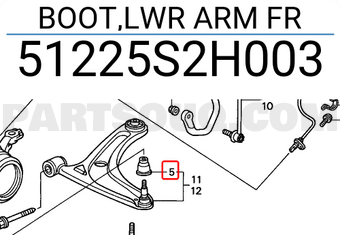 Honda 51225S2H003 BOOT,LWR ARM FR
