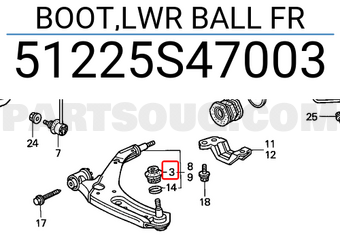 Honda 51225S47003 BOOT,LWR BALL FR