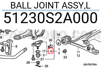 Honda 51230S2A000 BALL JOINT ASSY,L