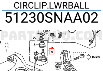 Honda 51230SNAA02 CIRCLIP,LWRBALL