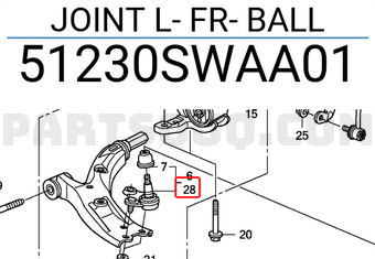 Honda 51230SWAA01 JOINT L- FR- BALL