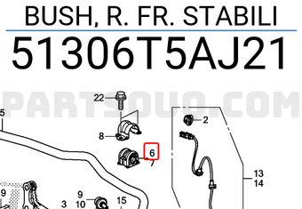 Honda 51306T5AJ21 BUSH, R. FR. STABILI