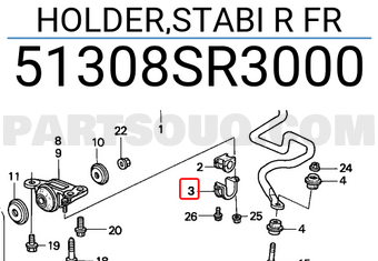 Honda 51308SR3000 HOLDER,STABI R FR