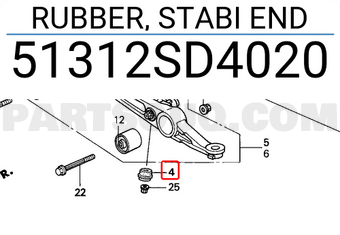 Honda 51312SD4020 RUBBER, STABI END