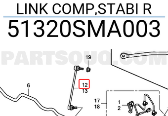 Honda 51320SMA003 LINK COMP,STABI R