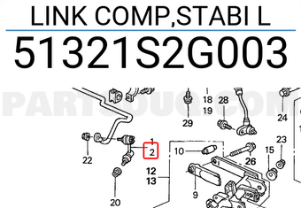 Honda 51321S2G003 LINK COMP,STABI L