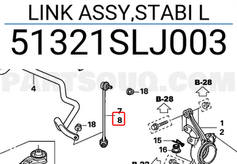 Honda 51321SLJ003 LINK ASSY,STABI L