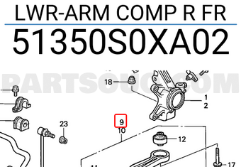 Honda 51350S0XA02 LWR-ARM COMP R FR