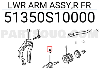 Honda 51350S10000 LWR ARM ASSY,R FR