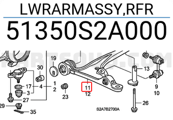 Honda 51350S2A000 LWRARMASSY,RFR