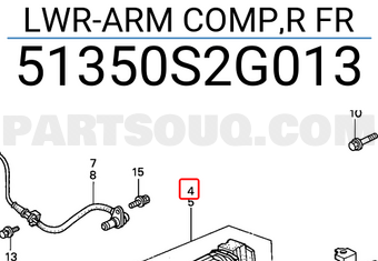Honda 51350S2G013 LWR-ARM COMP,R FR
