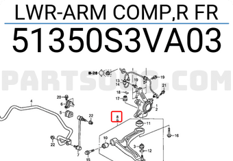 Honda 51350S3VA03 LWR-ARM COMP,R FR