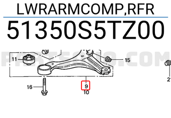 Honda 51350S5TZ00 LWRARMCOMP,RFR