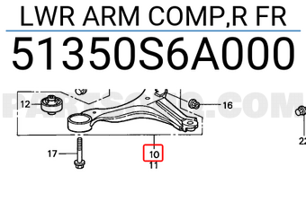 Honda 51350S6A000 LWR ARM COMP,R FR