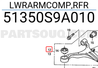 Honda 51350S9A010 LWRARMCOMP,RFR