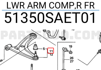 Honda 51350SAET01 LWR ARM COMP,R FR