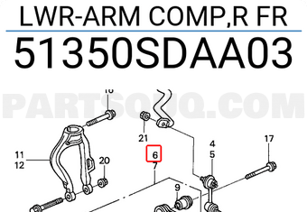 Honda 51350SDAA03 LWR-ARM COMP,R FR