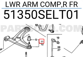 Honda 51350SELT01 LWR ARM COMP,R FR