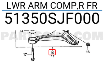 Honda 51350SJF000 LWR ARM COMP,R FR