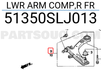 Honda 51350SLJ013 LWR ARM COMP,R FR