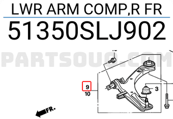 Honda 51350SLJ902 LWR ARM COMP,R FR